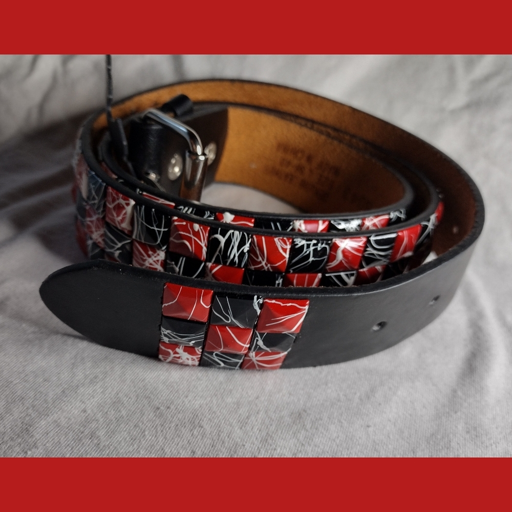 Vintage studded tile belt